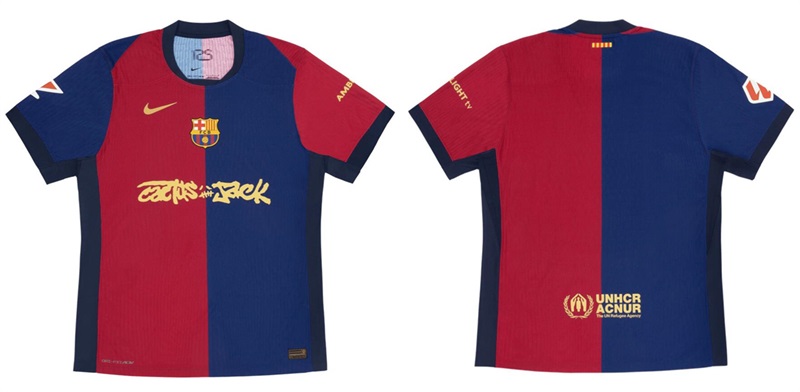 Youth Blue/Scarlet Barcelona 2024/25 Match Home x Cactus Jack Soccer Jersey